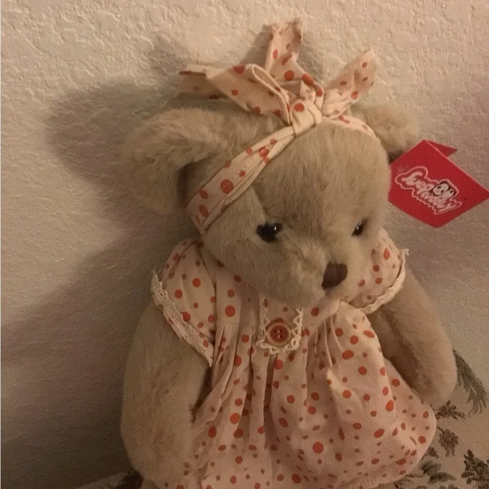 Suepcuddly 5 Way Jointed Teddy Bear Posed 13” Plush Toy In Polka Dot Dress